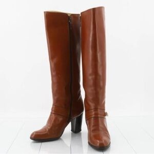 Yves Saint Laurent Brown Heeled Boots with Smooth Leather and Thick Heel